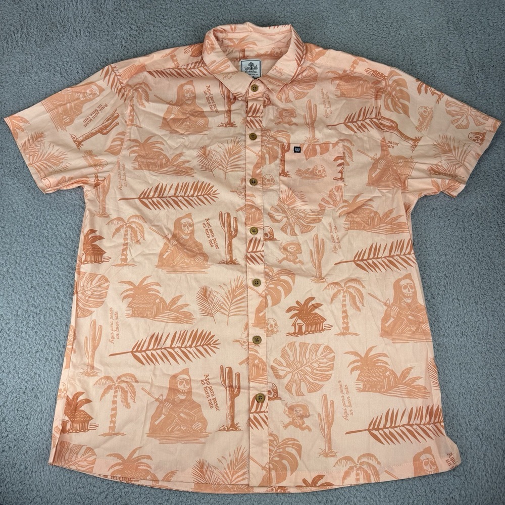New Tactical Distributors Aloha Button Up Day of the‎ Dead Shirt Orange Size XXL